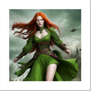 Sorceress in Green Robe Posters and Art